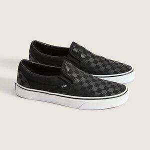 Vans Classic Slip-On Checkerboard Shoe Black M8.5/W10